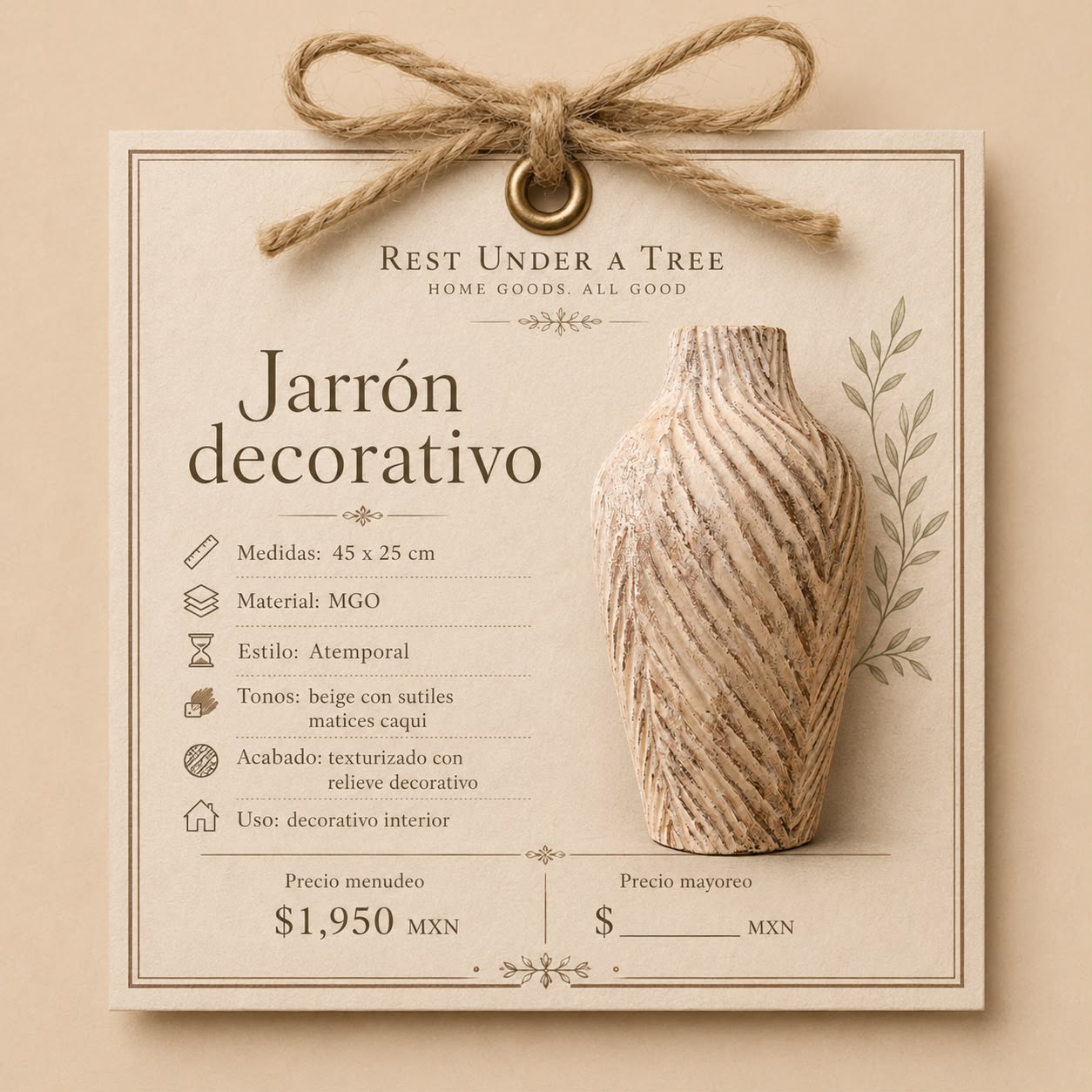 Vista adicional 3 de Jarrón Espiga